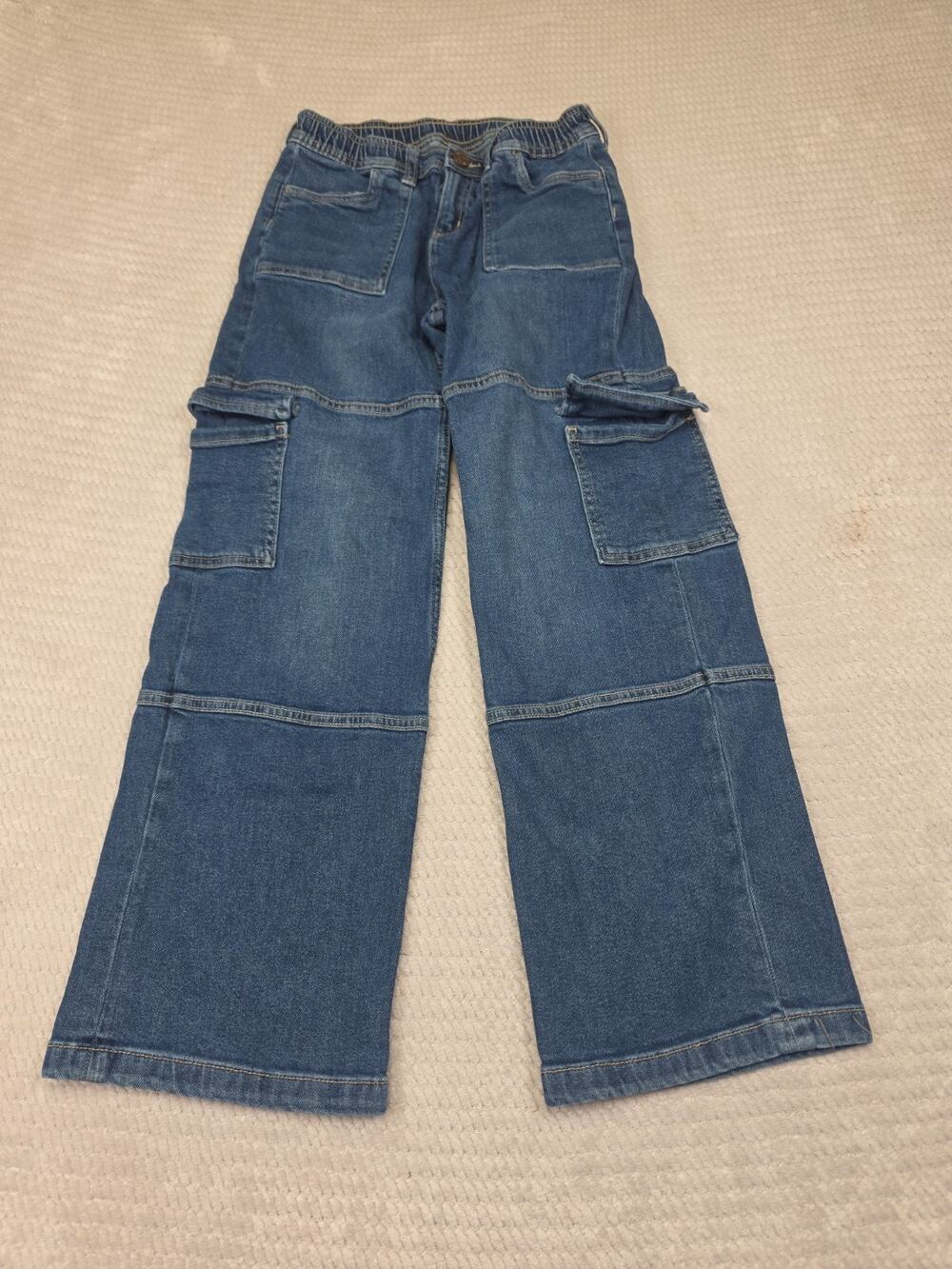 Justice Jeans Girls 16 Wide Leg Cargo Stretch Y2K Street Wear
